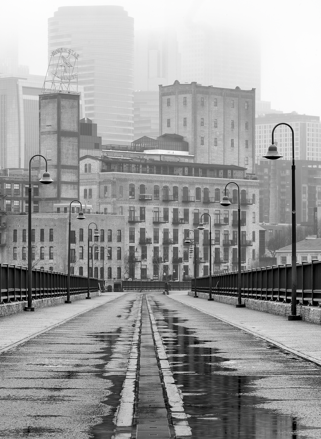 Foggy Morning at the Stone Arch Bridge<br>5x7 Pack of 10 Folded Cards with White Envelopes